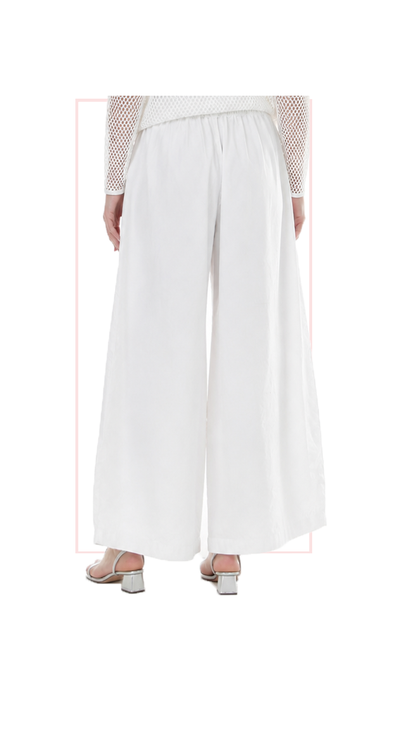 TT-7171  #1-white, #2-blue, #3-black :  wide leg pants with drawstring waist