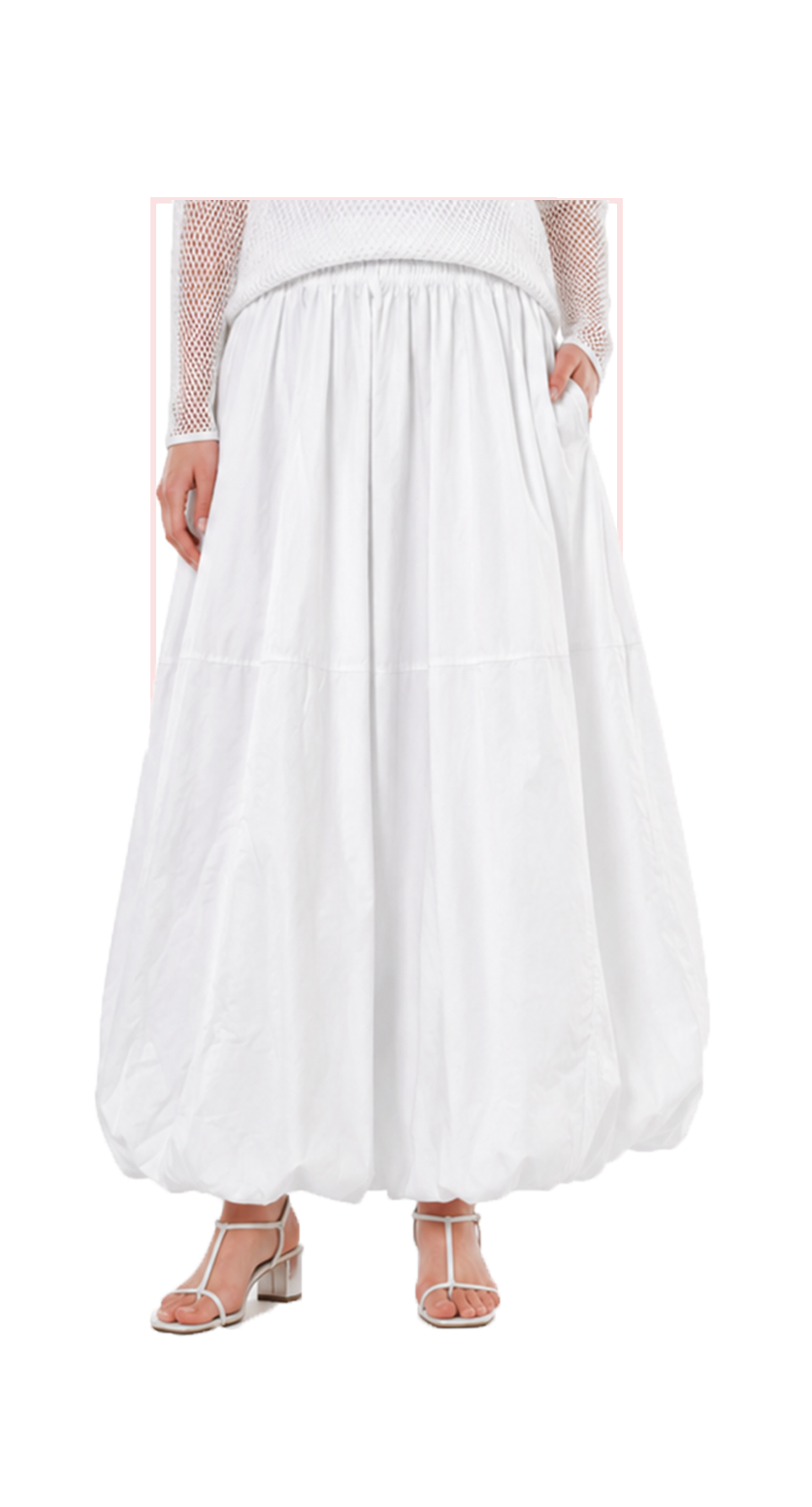 TT-7176  #1-white, #2-black  :  ankle length bubble skirt