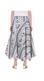 TT-7177 #1-blue :  ankle length skirt with festive print