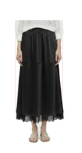TT-7178 #1-ivory, #2-blue, #3-black :  ankle length skirt with lace trim at the hem