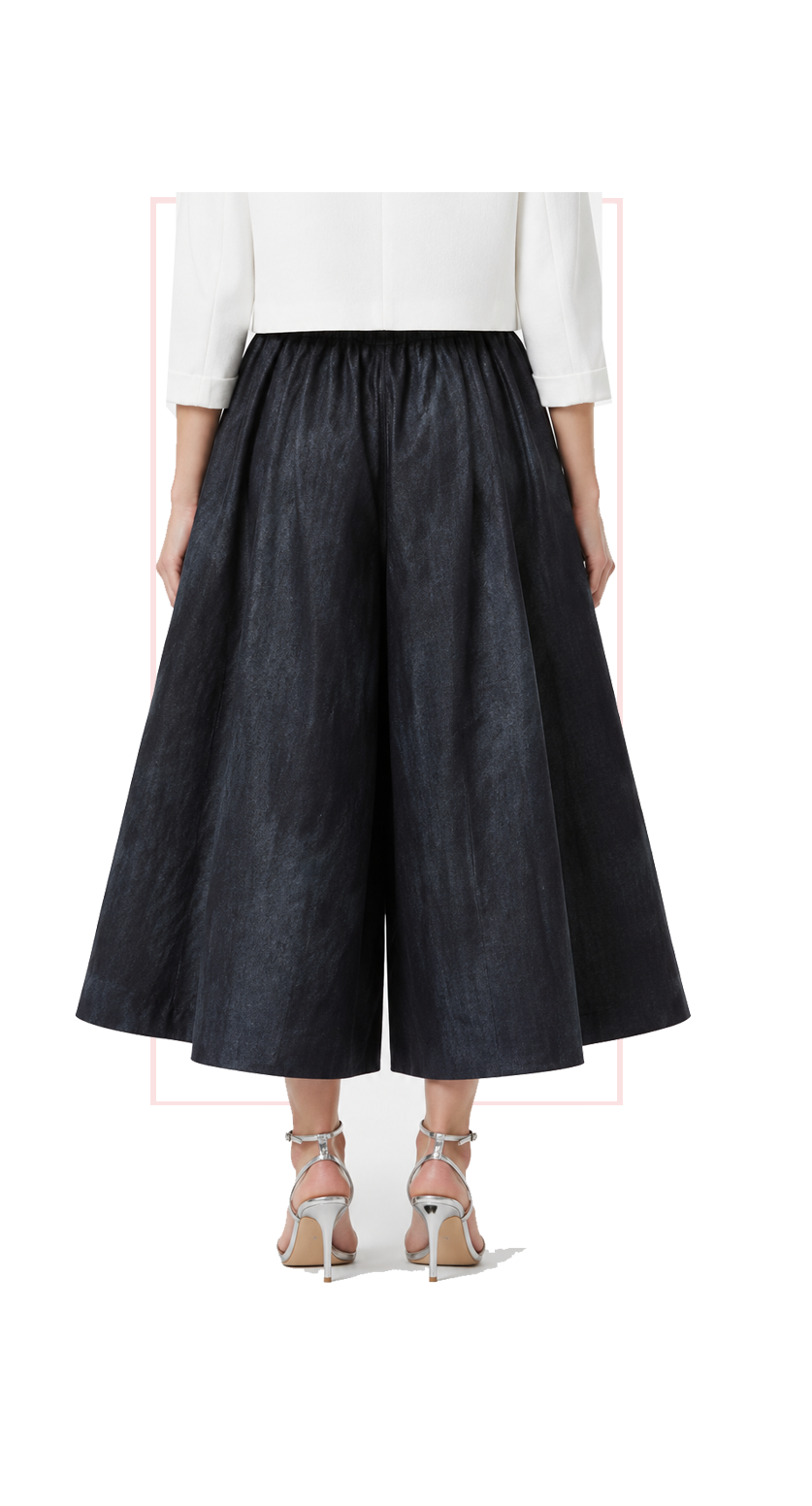 TT-7179 #1-black/blue :  ankle length culottes