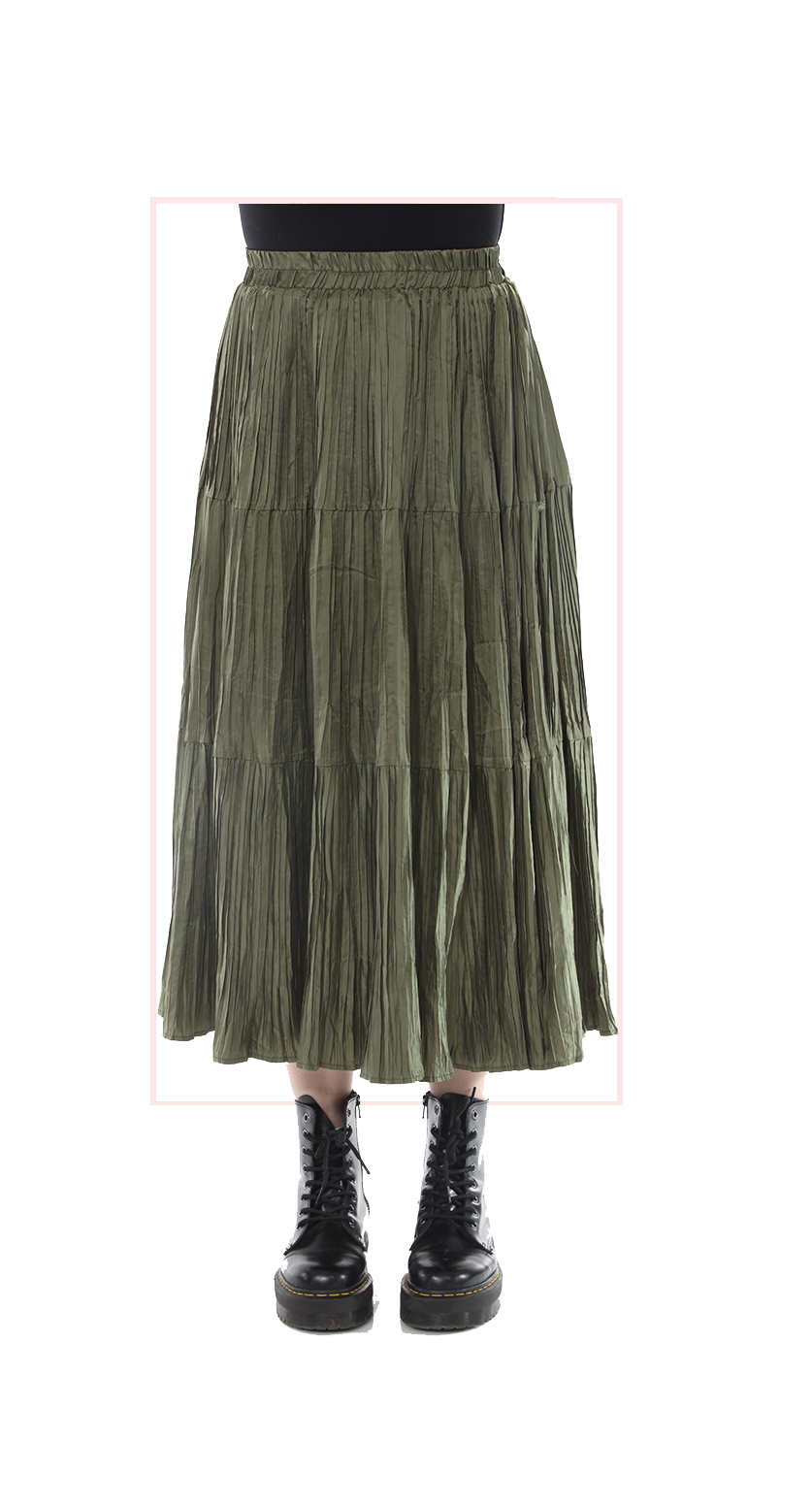 TF-7138: Tiered Crinkle Maxi Skirt